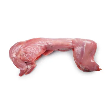 "Skinned, raw rabbit isolated on white."